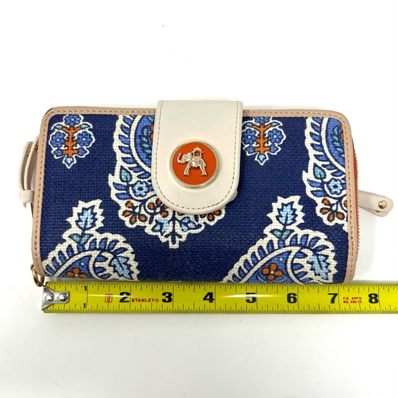 Spartina 449 Blue Boheme Yacht Club Elephant Paisley Canvas Leather Wallet - Picture 11 of 11